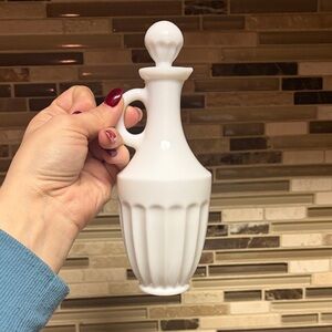 Avon Vintage White Milk Glass Decanter Bottle
